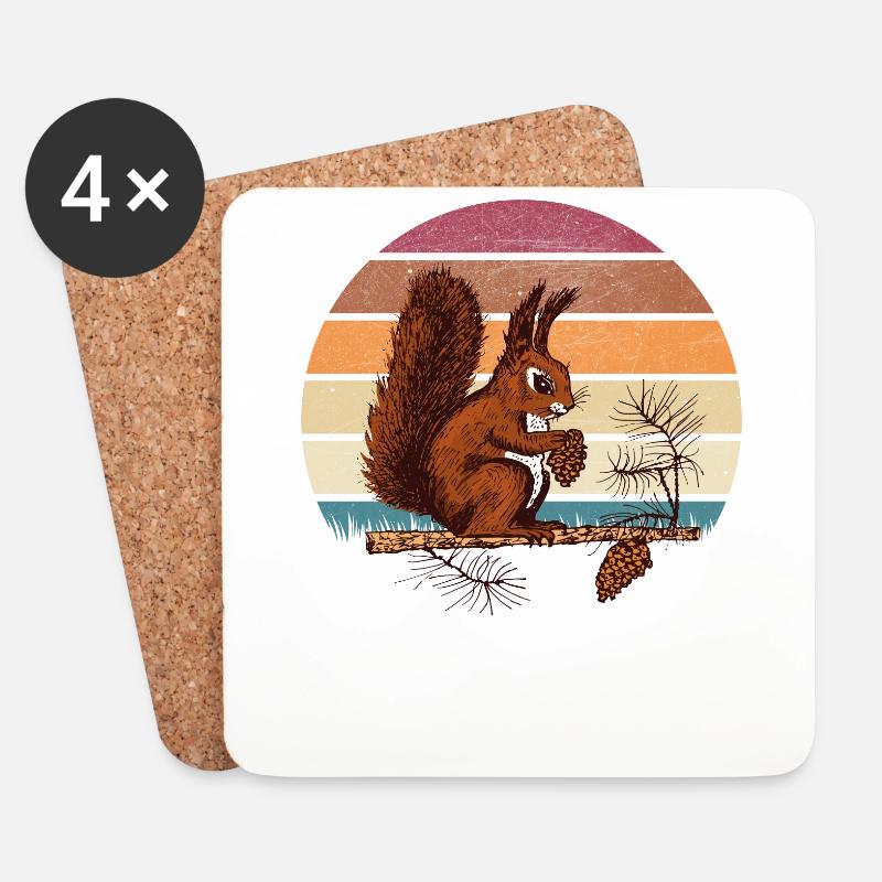 Eichhörnchen Design - Untersetzer (4er-Set) - Weiß
