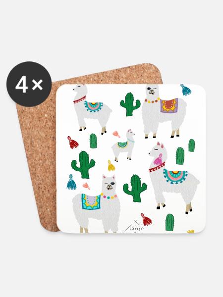 Lama - Untersetzer (4er-Set) - Weiß