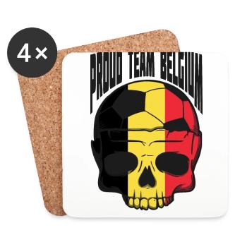 Football football équipe Belgique match de football - Dessous de verre (lot de 4) - blanc - Devant