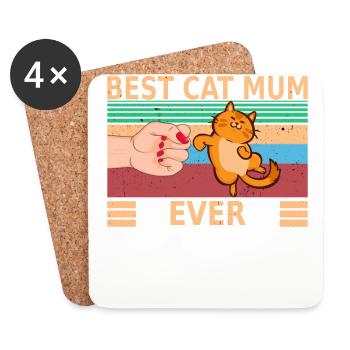 Cat Friend - Best Cat Mum Ever - Coasters (set of 4) - white - Front