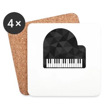 Piano pianiste - Dessous de verre (lot de 4) - blanc - Devant