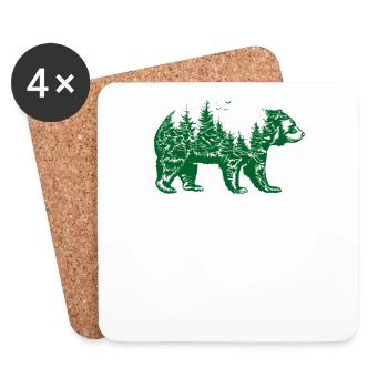 Bär Braunbär Natur - Untersetzer (4er-Set) - Weiß - Vorne
