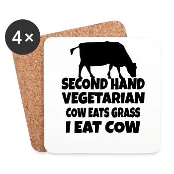 Carnivore Diet Anti-Vegan : Second Hand Vegetarian - Untersetzer (4er-Set) - Weiß - Vorne