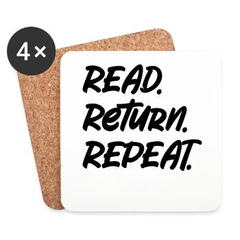 LIBRARY: Read Return Repeat - Untersetzer (4er-Set) - Weiß - Vorne