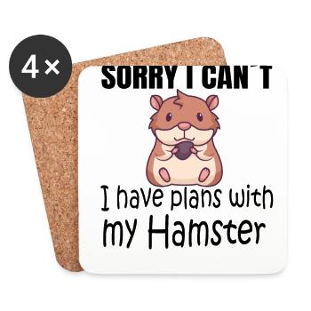 Hamster Sorry I can't I have plans with my hamster - Coasters (set of 4) - white - Front