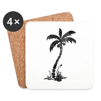 | de cocotiers des mers du Sud noir - Dessous de verre (lot de 4) - blanc - Devant
