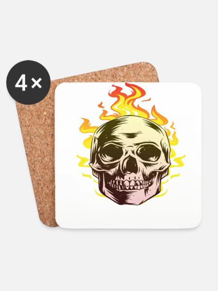 Burn skull design fun gift - Coasters (set of 4) - white