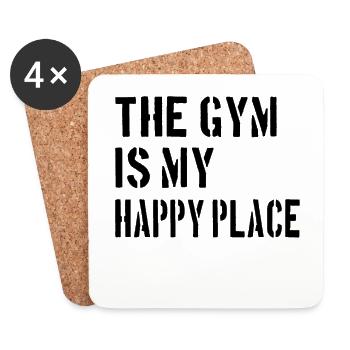 WEIGHTLIFTING BODYBUILDING Gym is my Happy Place - Untersetzer (4er-Set) - Weiß - Vorne