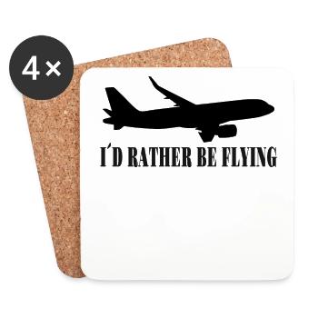 Aviation Airplane Airline Pilot Gift rather flying - Untersetzer (4er-Set) - Weiß - Vorne