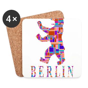Berlin T-Shirt - Berlin Bear Shirt - I Love - Coasters (set of 4) - white - Front