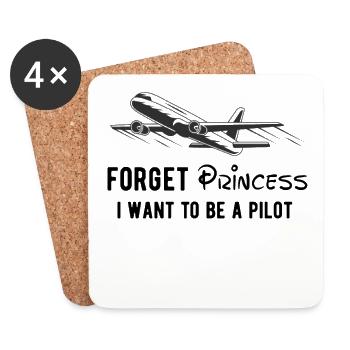 Aviation Airplane Airline Pilot forget Princess - Coasters (set of 4) - white - Front