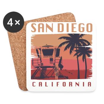 San Diego California Surfing - Untersetzer (4er-Set) - Weiß - Vorne