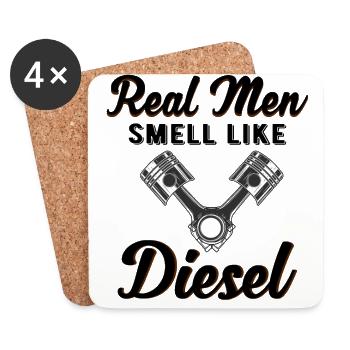 DIESEL MECHANIC/TRUCKER real men smell like diesel - Coasters (set of 4) - white - Front