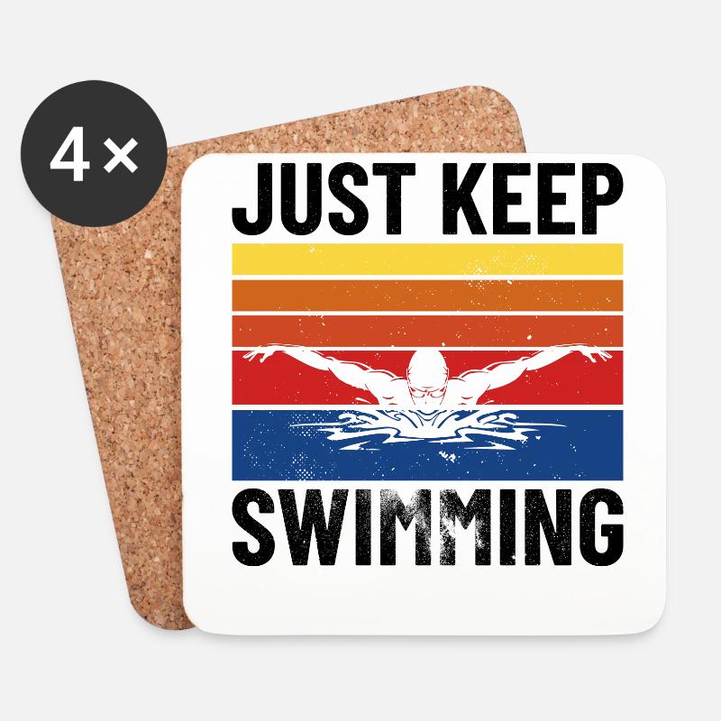 SCHWIMMEN / SCHWIMMER just keep swimming - Untersetzer (4er-Set) - Weiß