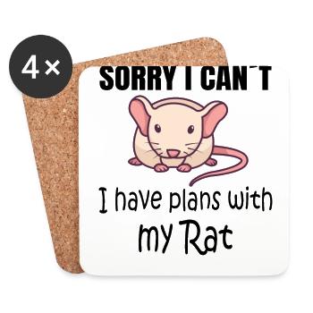 RATTE Rat : Sorry I can´t I have plans with my Rat - Untersetzer (4er-Set) - Weiß - Vorne