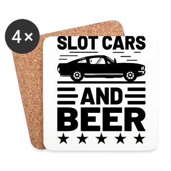 Slot Car Racing Nostalgic Muscle Car Project Car - Untersetzer (4er-Set) - Weiß - Vorne