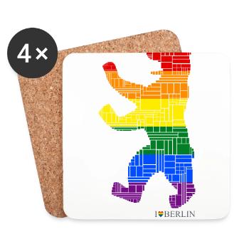 Berlin - Berliner Bär - I Love Berlin - Gay Pride - Untersetzer (4er-Set) - Weiß - Vorne