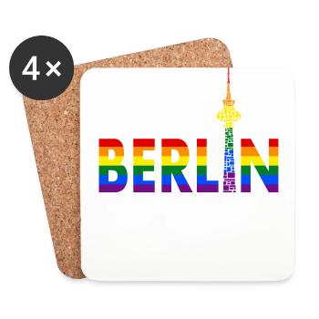 Berlin - Berliner Bär - I Love Berlin - Gay Pride - Untersetzer (4er-Set) - Weiß - Vorne