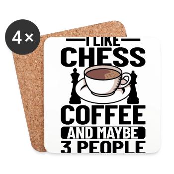 CHESS / COFFEE : chess, coffee & maybe 3 people - Dessous de verre (lot de 4) - blanc - Devant