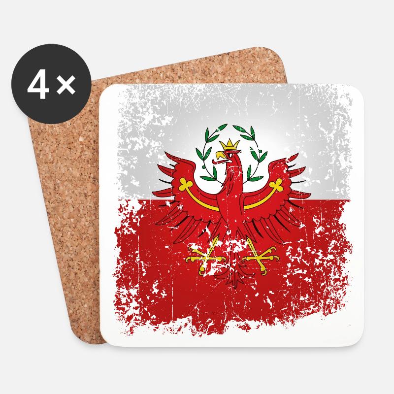 Tyrol tyrolien aigles armoiries Retro Drapeau drapeau - Dessous de verre (lot de 4) - blanc
