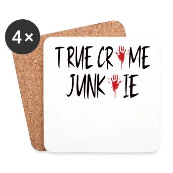 TRUE CRIME SERIAL KILLER GIFT : True Crime Junkie - Untersetzer (4er-Set) - Weiß - Vorne