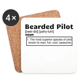 Pilot Aviation Airplane Bearded Pilot definition - Untersetzer (4er-Set) - Weiß - Vorne