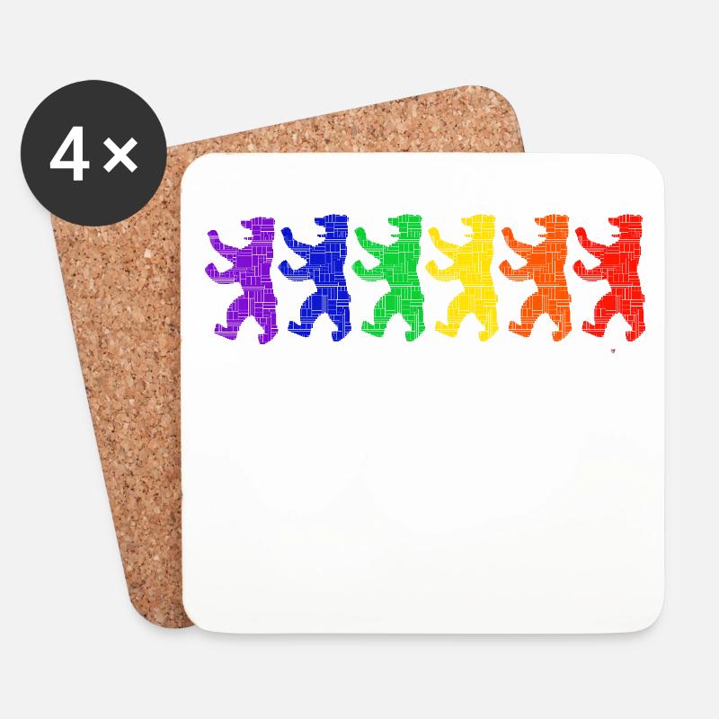 I Love Berlin - Berliner Bären - Pride Edition - Untersetzer (4er-Set) - Weiß