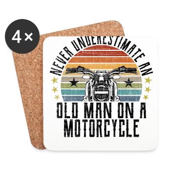 Retro Motorcyclist Motorcycle Vintage Motorsport - Coasters (set of 4) - white - Front