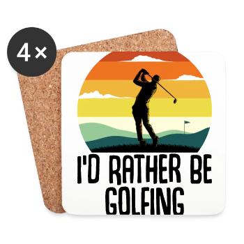 Golf Golfeur Golfeur Vintage Golf Club Cadeau - Dessous de verre (lot de 4) - blanc - Devant