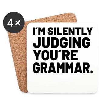 Grammar Police Grammar Nerd Funny Grammar - Untersetzer (4er-Set) - Weiß - Vorne