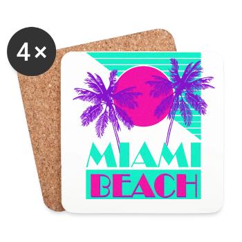 Miami Beach Retro Green Sunset Palms - Untersetzer (4er-Set) - Weiß - Vorne