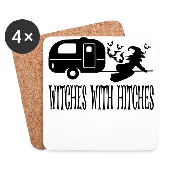 Lustiges Hexen Camping Design Für Halloween - Untersetzer (4er-Set) - Weiß - Vorne