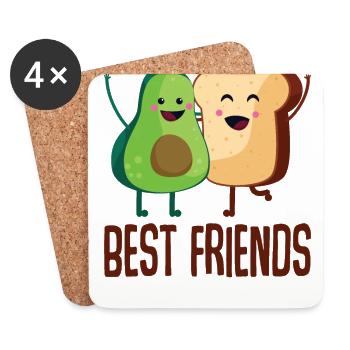 Avocat Toast / Meilleurs Amis - Dessous de verre (lot de 4) - blanc - Devant