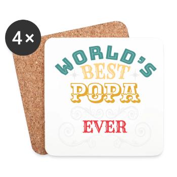 Worlds Best Popa Ever - Untersetzer (4er-Set) - Weiß - Vorne