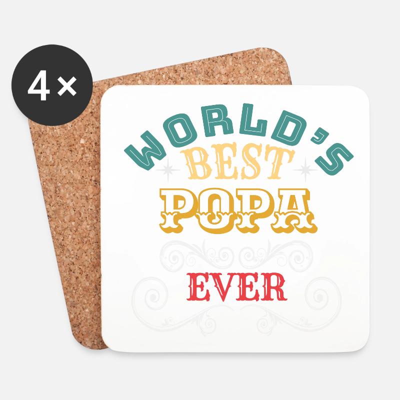 Worlds Best Popa Ever - Untersetzer (4er-Set) - Weiß