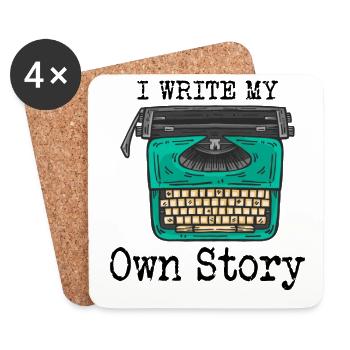 Typewriter Writing Writer I Write My Own Story - Coasters (set of 4) - white - Front