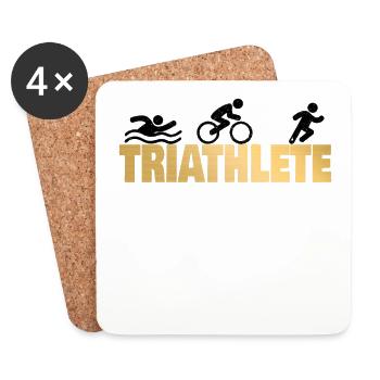 Triathlon Swim Bike Run Triathlete Sport Gift - Coasters (set of 4) - white - Front