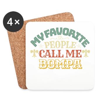 Mes gens préférés m’appellent Bompa - Dessous de verre (lot de 4) - blanc - Devant
