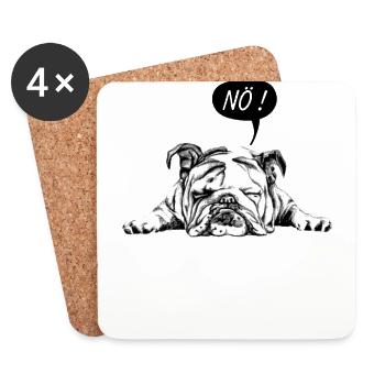 Müde ENGLISCHE BULLDOGGE - NÖ Heute Nicht - Hund - Untersetzer (4er-Set) - Weiß - Vorne