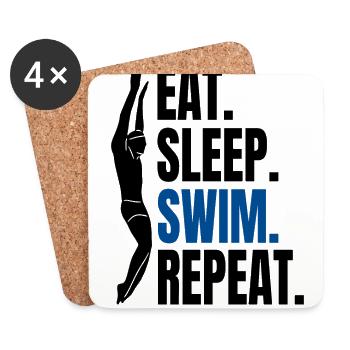 Eat Sleep Swim Repeat - Schwimmen Schwimmer - Untersetzer (4er-Set) - Weiß - Vorne