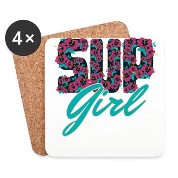 SUP Girl für Stand Up Paddle Mädchen und Frauen - Untersetzer (4er-Set) - Weiß - Vorne