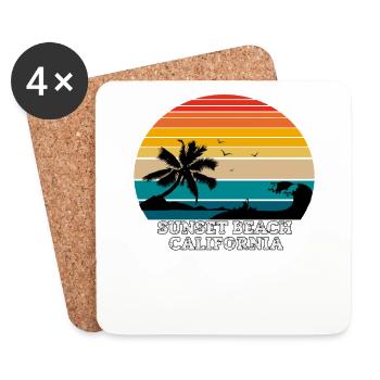 Sunset Beach California Beaches - Coasters (set of 4) - white - Front