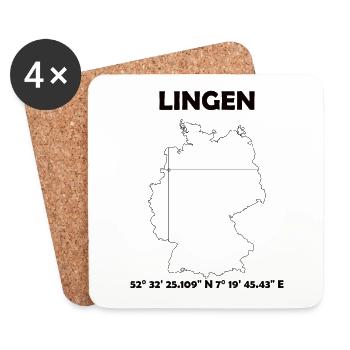 Lingen Map - Coasters (set of 4) - white - Front