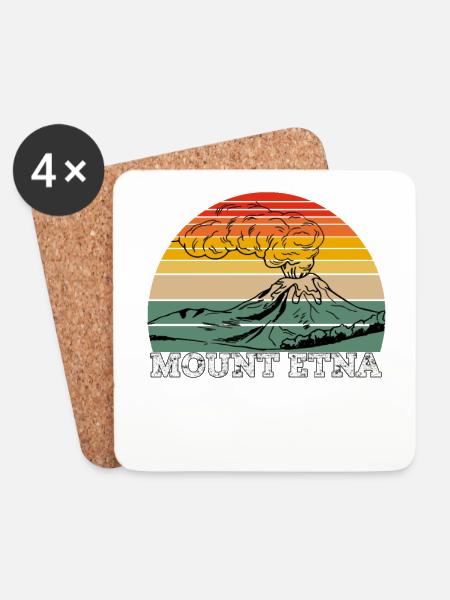 Mount Etna - Untersetzer (4er-Set) - Weiß
