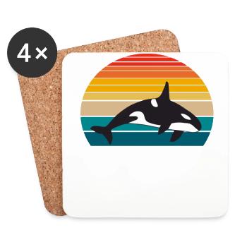Cadeaux de baleine orque - Dessous de verre (lot de 4) - blanc - Devant
