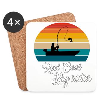 Reel Cool Big sister Fishing Gifts - Coasters (set of 4) - white - Front