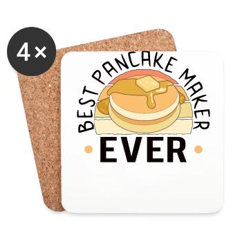 Pancake Maker Pancake Lover Drôle de gaufre - Dessous de verre (lot de 4) - blanc - Devant