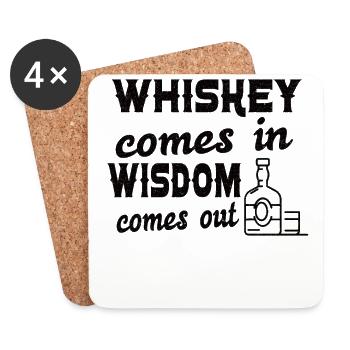 Whiskey goes in Wisdom sort pour les fans de whisky - Dessous de verre (lot de 4) - blanc - Devant