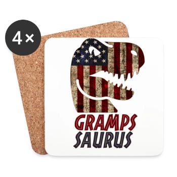 Dinosaure patriotique Gramps - Dessous de verre (lot de 4) - blanc - Devant