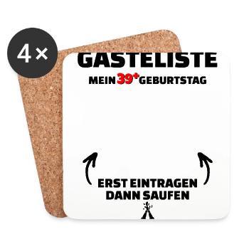 Happy Birthday 39+ Geburtstag B-Day Gästeliste - Untersetzer (4er-Set) - Weiß - Vorne